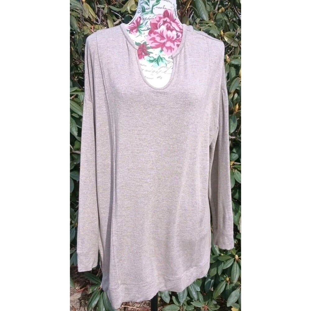 Pure Jill Tranquility Fleece Women Sz Med Minimalist Hygge Cozy Soft Brown Tan